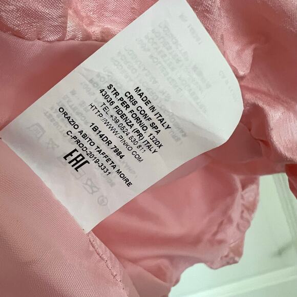 Pinko Pink Jacquard Fit & Flare Bubble Mini Cocktail Party Dress 4 Bow Waist - Picture 7 of 8